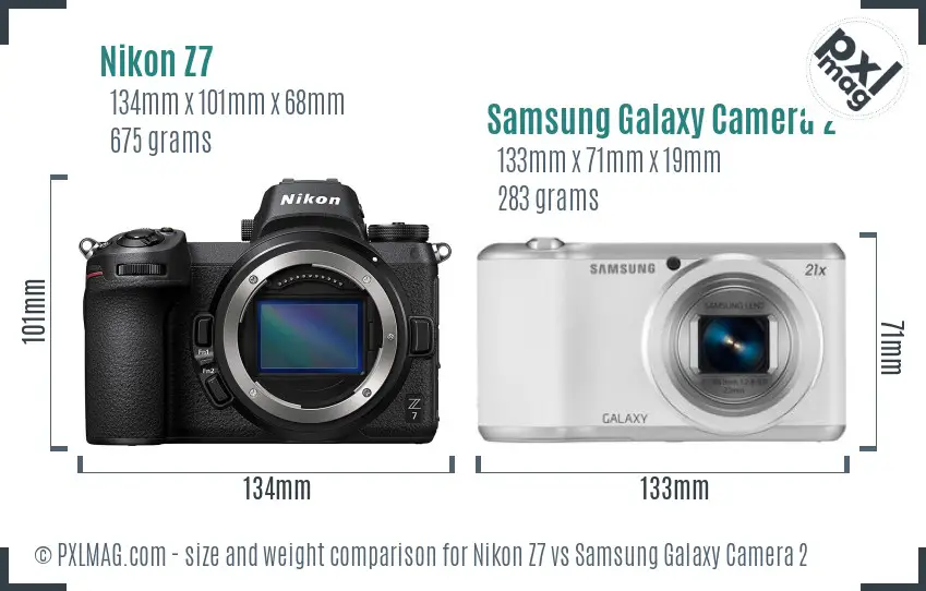 Nikon Z7 vs Samsung Galaxy Camera 2 size comparison