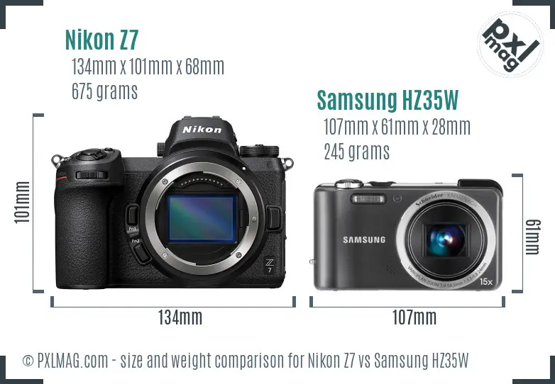 Nikon Z7 vs Samsung HZ35W size comparison