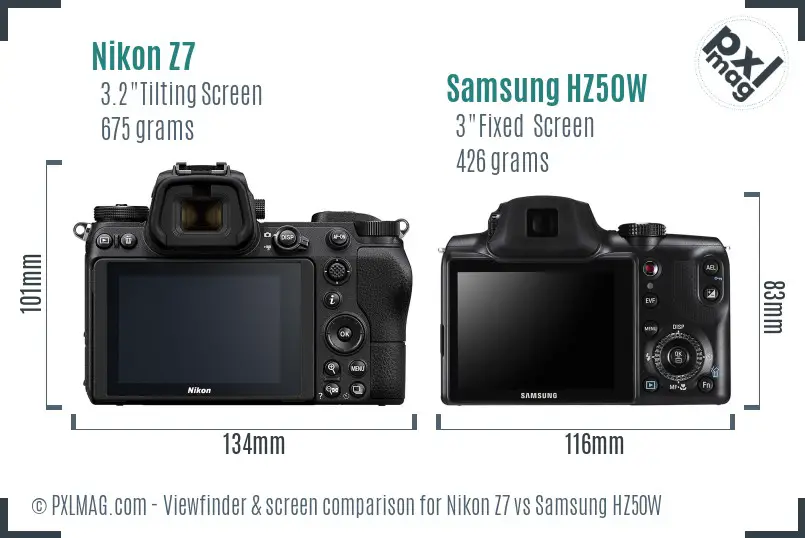 Nikon Z7 vs Samsung HZ50W Screen and Viewfinder comparison