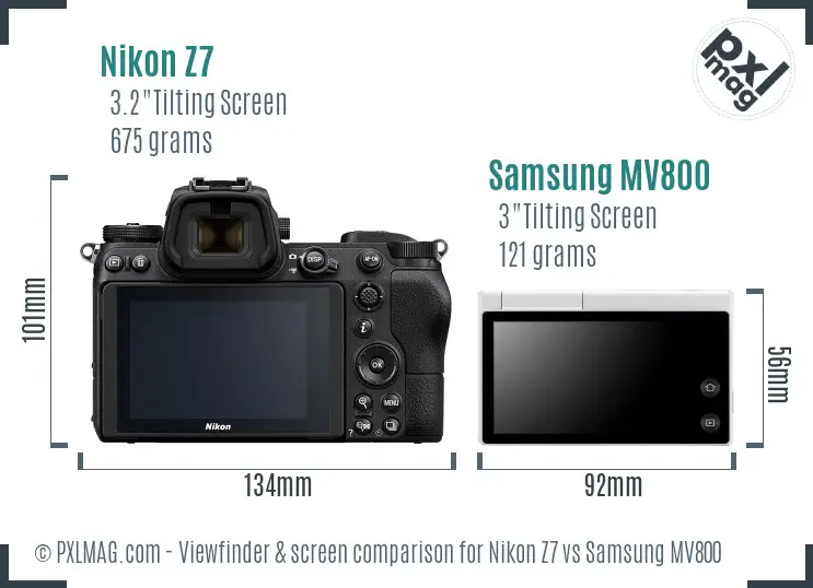 Nikon Z7 vs Samsung MV800 Screen and Viewfinder comparison