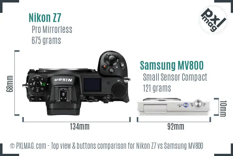 Nikon Z7 vs Samsung MV800 top view buttons comparison