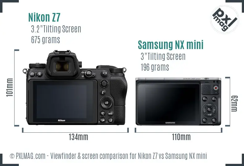 Nikon Z7 vs Samsung NX mini Screen and Viewfinder comparison