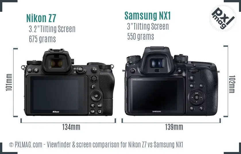 Nikon Z7 vs Samsung NX1 Screen and Viewfinder comparison