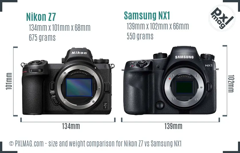 Nikon Z7 vs Samsung NX1 size comparison