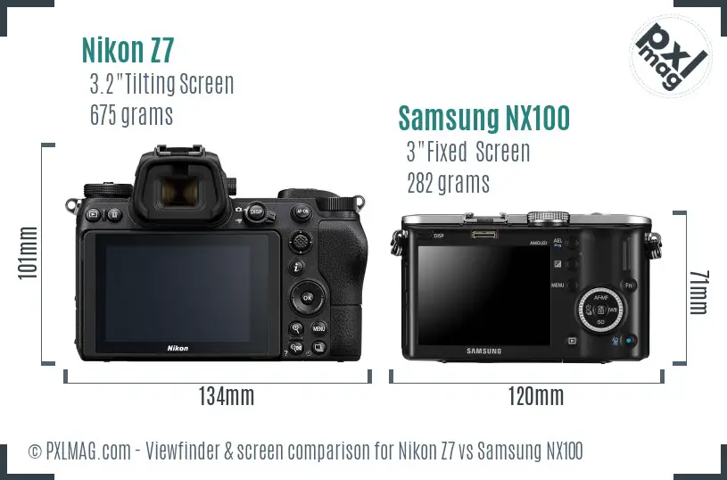 Nikon Z7 vs Samsung NX100 Screen and Viewfinder comparison Nikon Z7 vs Samsung NX100 Screen and Viewfinder comparison