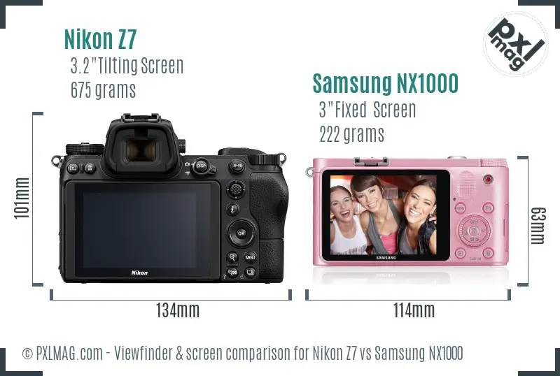 Nikon Z7 vs Samsung NX1000 Screen and Viewfinder comparison