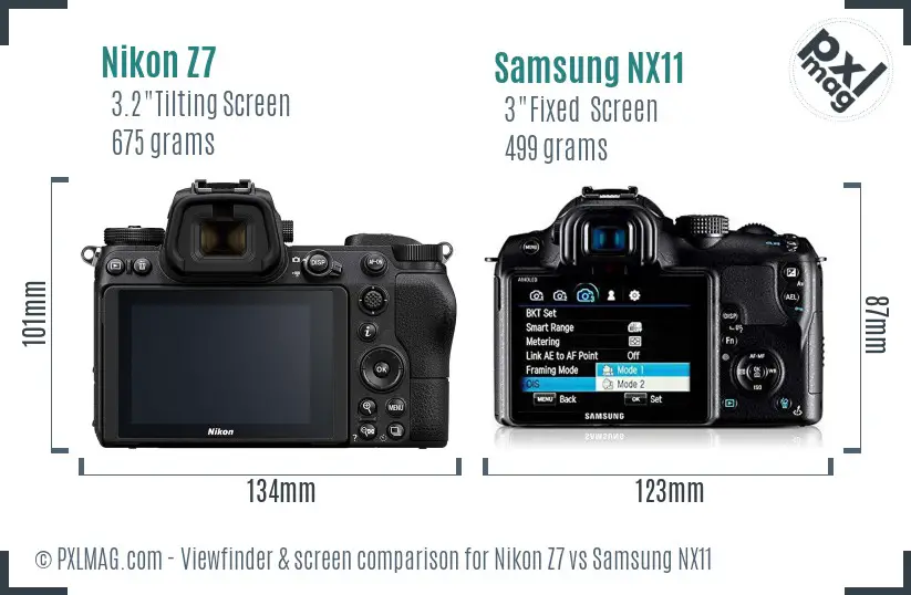 Nikon Z7 vs Samsung NX11 Screen and Viewfinder comparison