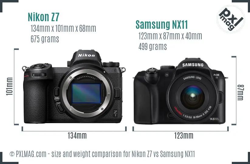 Nikon Z7 vs Samsung NX11 size comparison