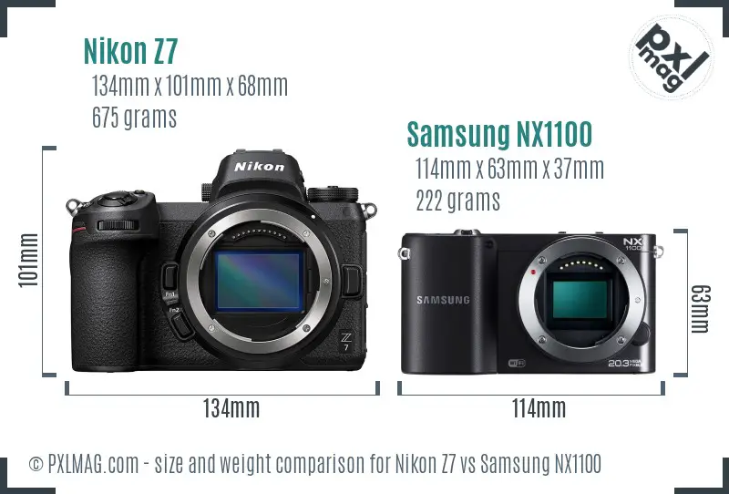 Nikon Z7 vs Samsung NX1100 size comparison