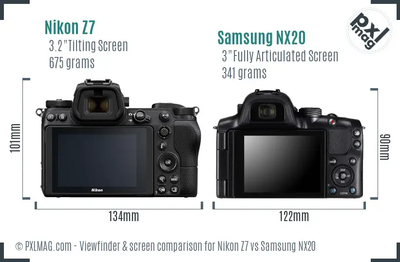 Nikon Z7 vs Samsung NX20 Screen and Viewfinder comparison