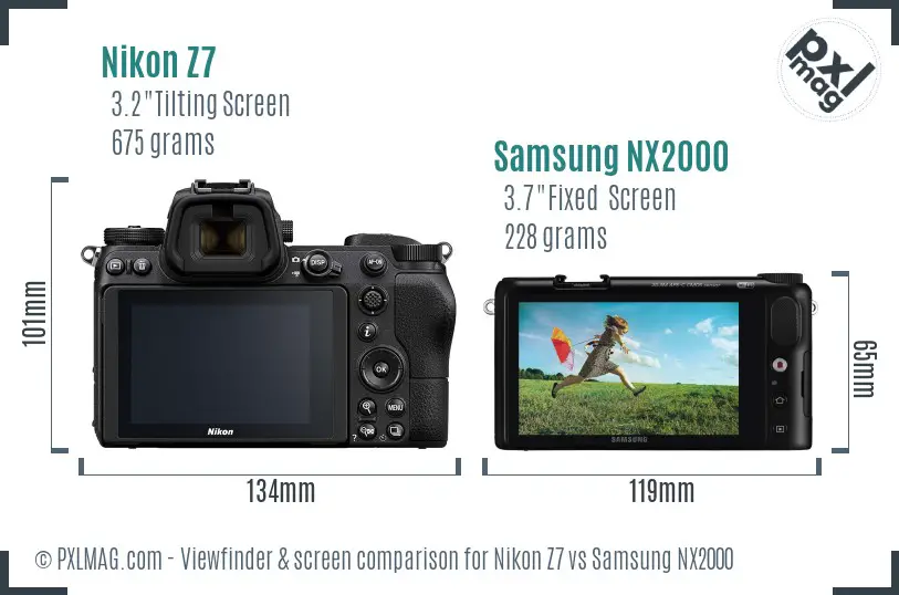 Nikon Z7 vs Samsung NX2000 Screen and Viewfinder comparison Nikon Z7 vs Samsung NX2000 Screen and Viewfinder comparison