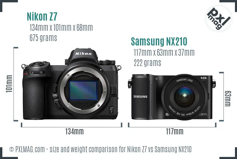 Nikon Z7 vs Samsung NX210 size comparison