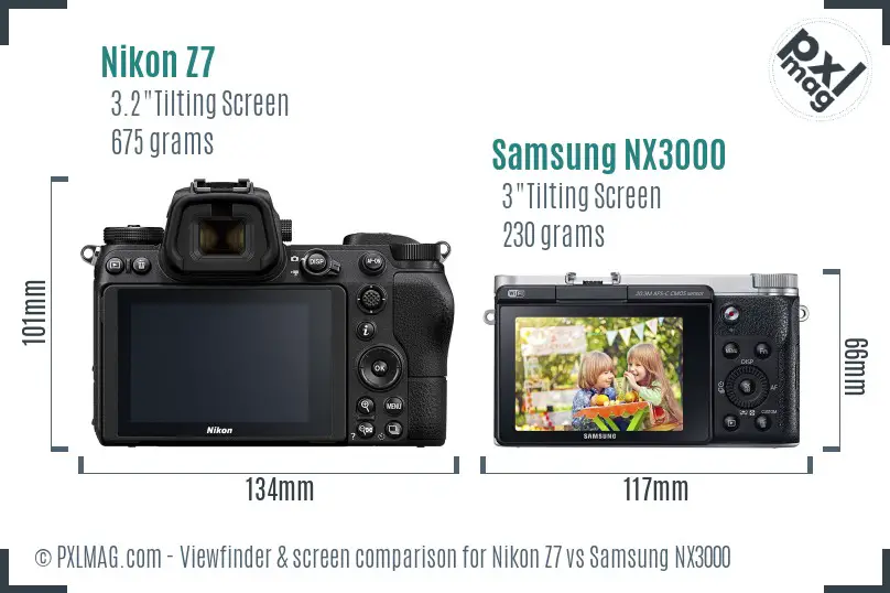 Nikon Z7 vs Samsung NX3000 Screen and Viewfinder comparison