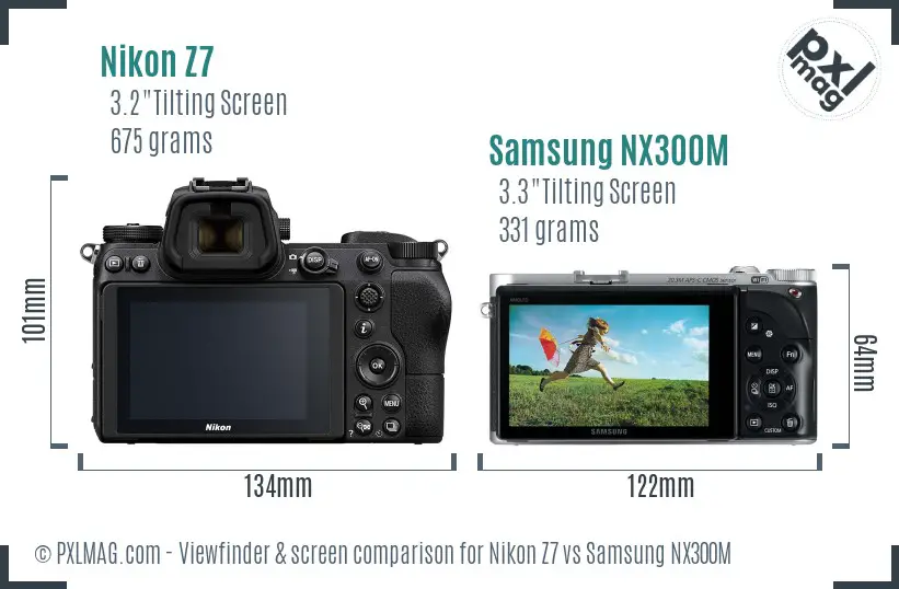 Nikon Z7 vs Samsung NX300M Screen and Viewfinder comparison