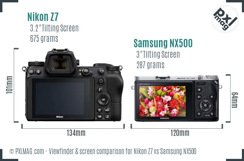 Nikon Z7 vs Samsung NX500 Screen and Viewfinder comparison