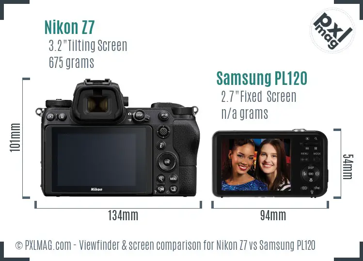 Nikon Z7 vs Samsung PL120 Screen and Viewfinder comparison Nikon Z7 vs Samsung PL120 Screen and Viewfinder comparison