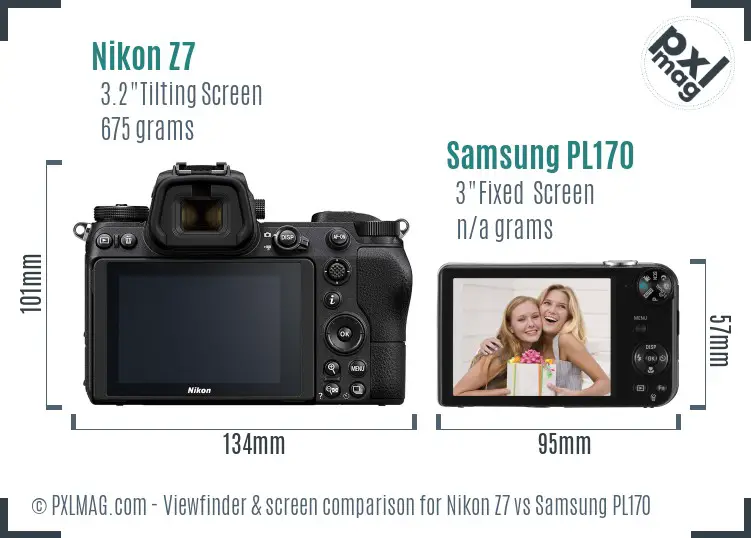 Nikon Z7 vs Samsung PL170 Screen and Viewfinder comparison