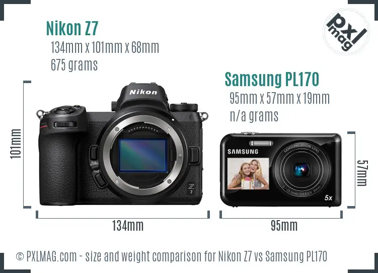 Nikon Z7 vs Samsung PL170 size comparison