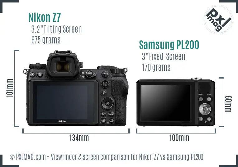 Nikon Z7 vs Samsung PL200 Screen and Viewfinder comparison