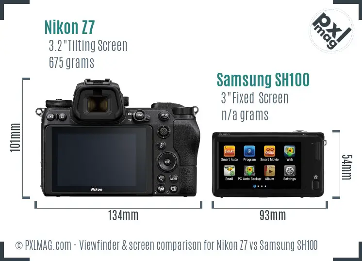 Nikon Z7 vs Samsung SH100 Screen and Viewfinder comparison