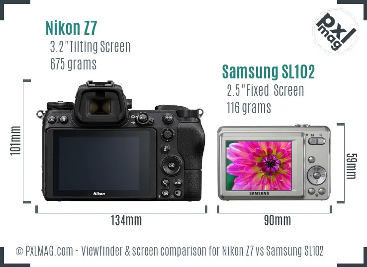 Nikon Z7 vs Samsung SL102 Screen and Viewfinder comparison