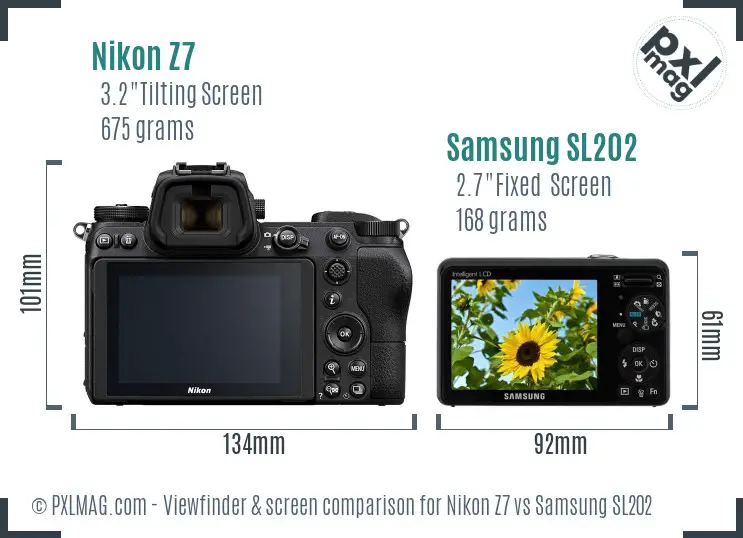 Nikon Z7 vs Samsung SL202 Screen and Viewfinder comparison