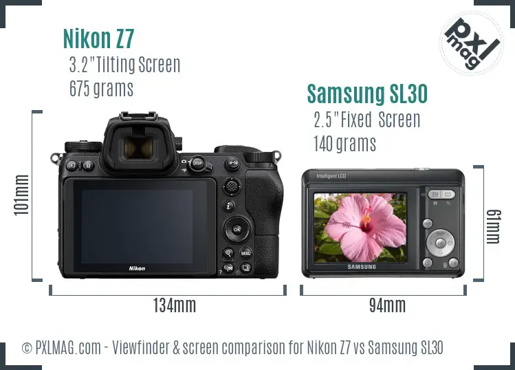 Nikon Z7 vs Samsung SL30 Screen and Viewfinder comparison