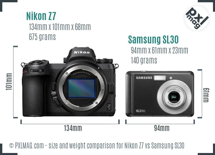 Nikon Z7 vs Samsung SL30 size comparison