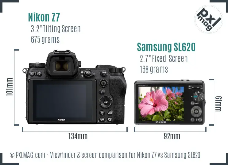 Nikon Z7 vs Samsung SL620 Screen and Viewfinder comparison