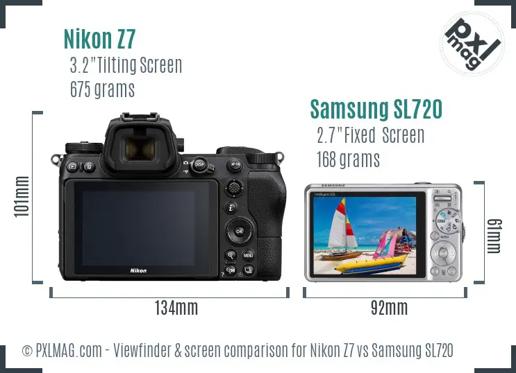 Nikon Z7 vs Samsung SL720 Screen and Viewfinder comparison