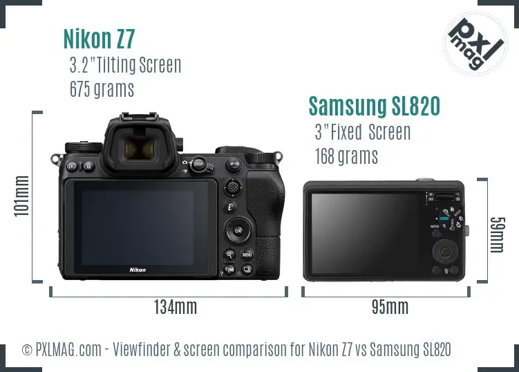 Nikon Z7 vs Samsung SL820 Screen and Viewfinder comparison