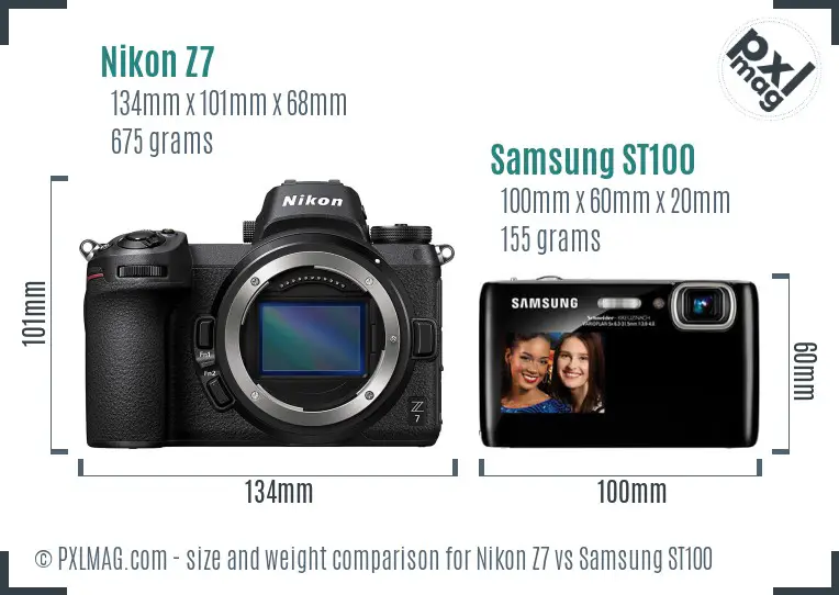 Nikon Z7 vs Samsung ST100 size comparison
