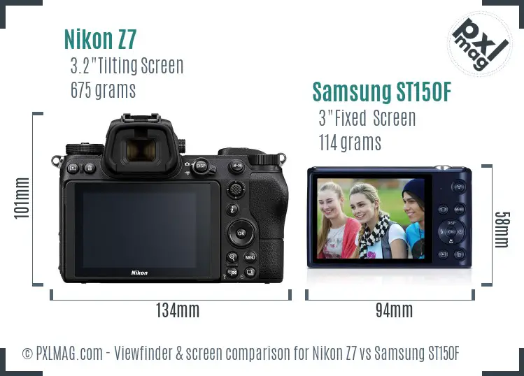 Nikon Z7 vs Samsung ST150F Screen and Viewfinder comparison