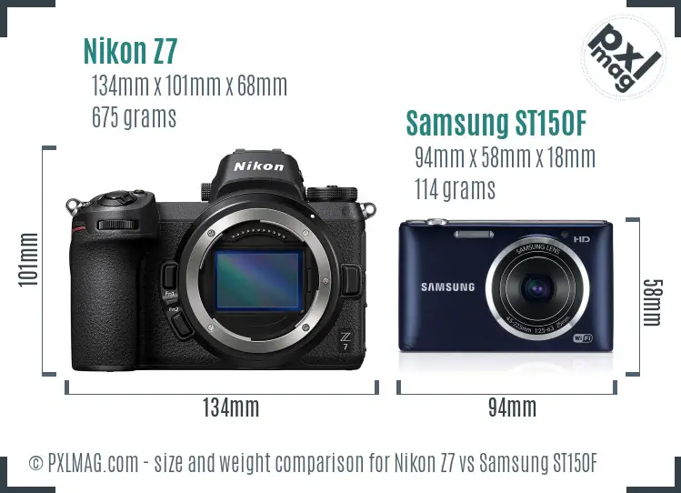 Nikon Z7 vs Samsung ST150F size comparison