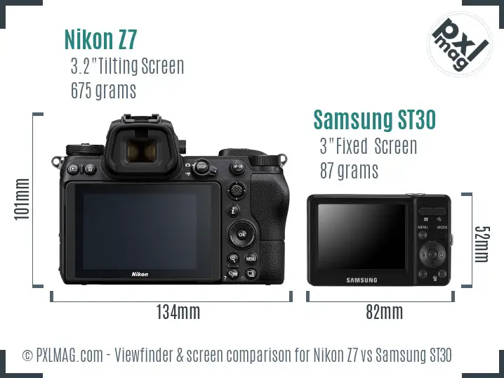 Nikon Z7 vs Samsung ST30 Screen and Viewfinder comparison