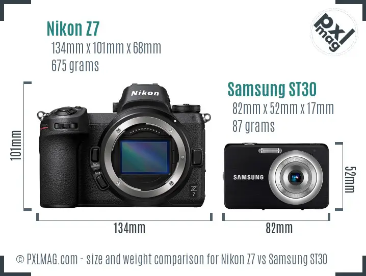 Nikon Z7 vs Samsung ST30 size comparison