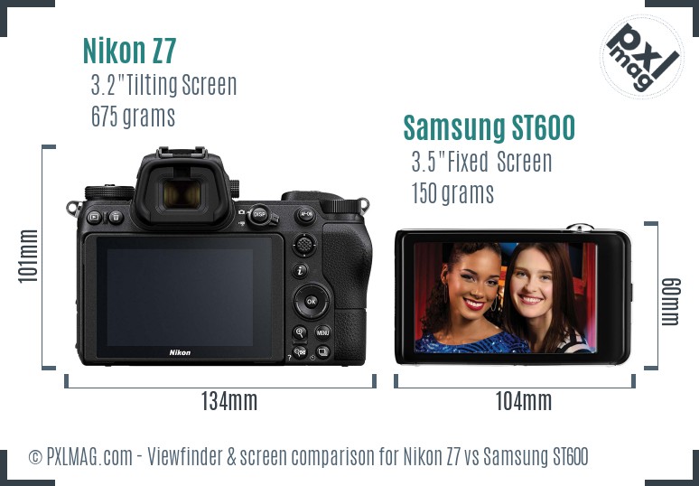 Nikon Z7 vs Samsung ST600 Screen and Viewfinder comparison