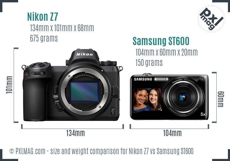 Nikon Z7 vs Samsung ST600 size comparison