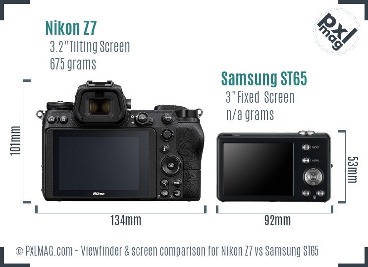 Nikon Z7 vs Samsung ST65 Screen and Viewfinder comparison