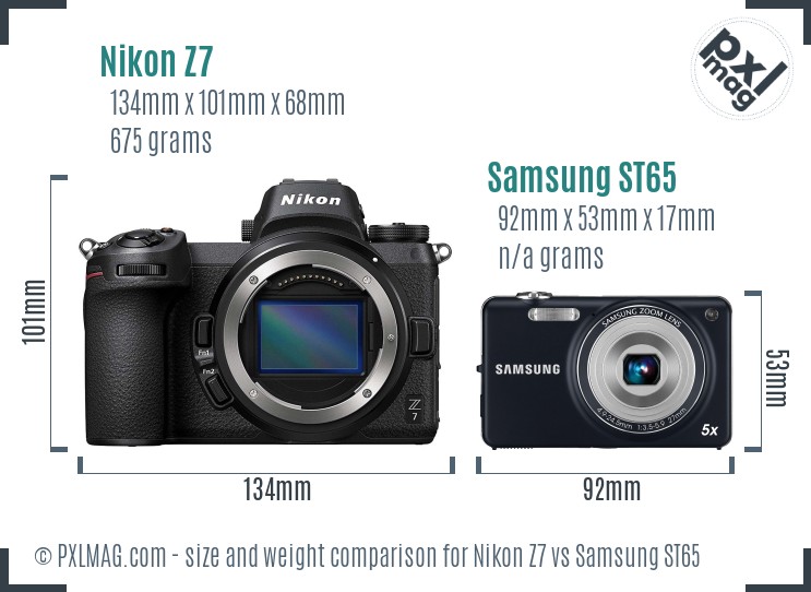 Nikon Z7 vs Samsung ST65 size comparison