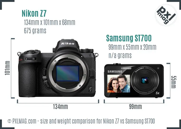 Nikon Z7 vs Samsung ST700 size comparison
