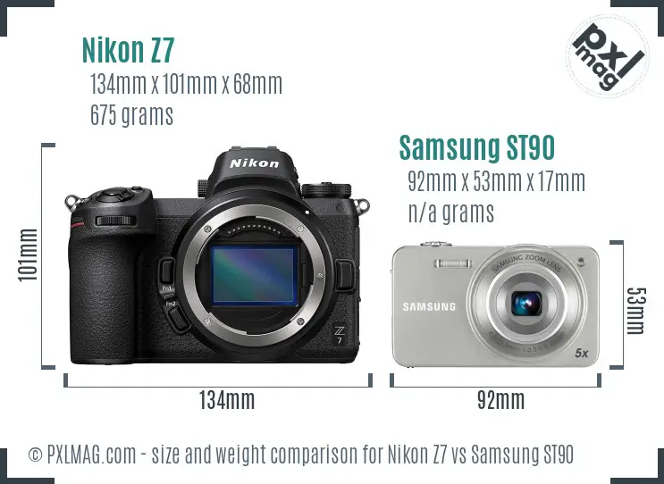 Nikon Z7 vs Samsung ST90 size comparison