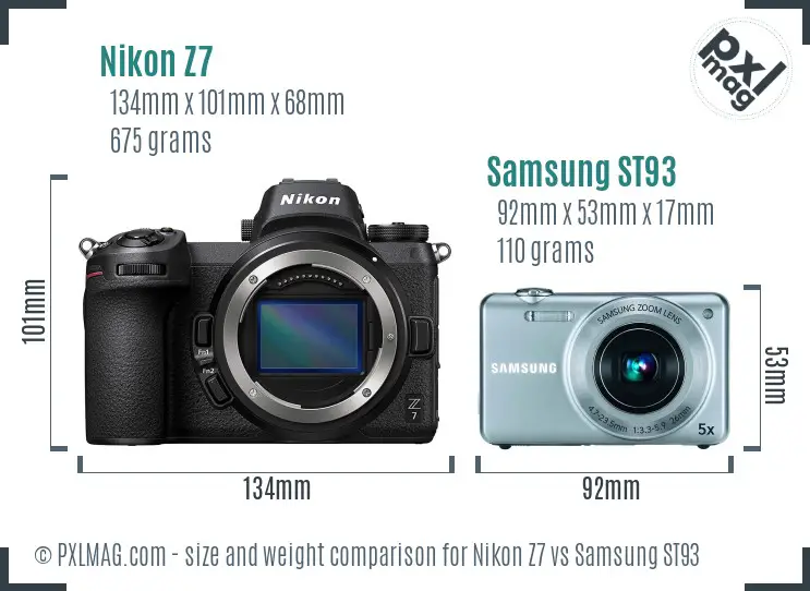 Nikon Z7 vs Samsung ST93 size comparison