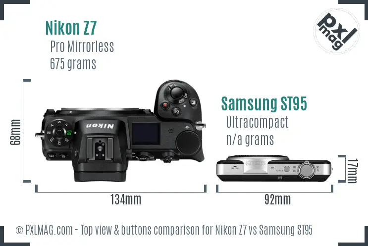 Nikon Z7 vs Samsung ST95 top view buttons comparison