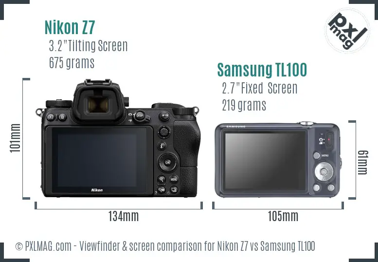 Nikon Z7 vs Samsung TL100 Screen and Viewfinder comparison