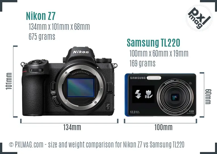 Nikon Z7 vs Samsung TL220 size comparison