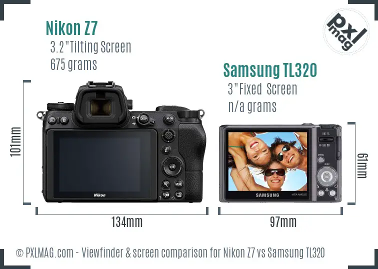 Nikon Z7 vs Samsung TL320 Screen and Viewfinder comparison