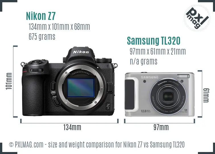 Nikon Z7 vs Samsung TL320 size comparison