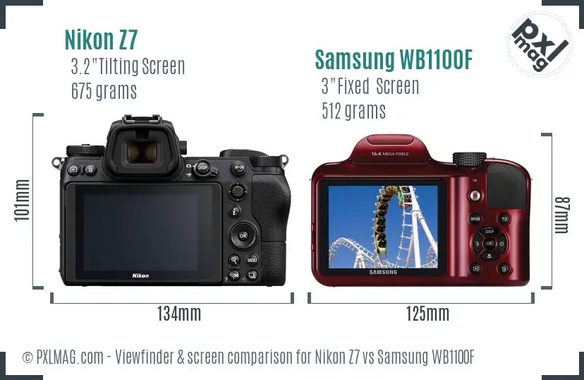 Nikon Z7 vs Samsung WB1100F Screen and Viewfinder comparison