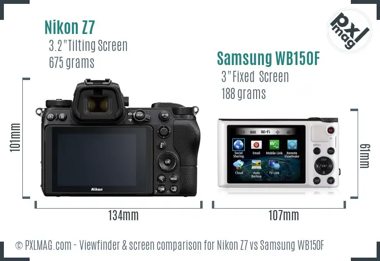 Nikon Z7 vs Samsung WB150F Screen and Viewfinder comparison